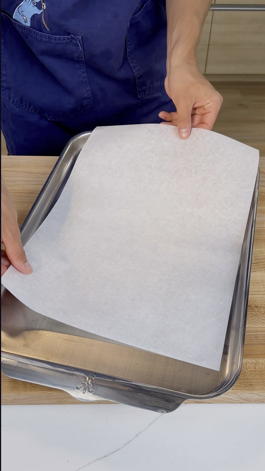 Nick sets out the baking tray for the chicken paste.